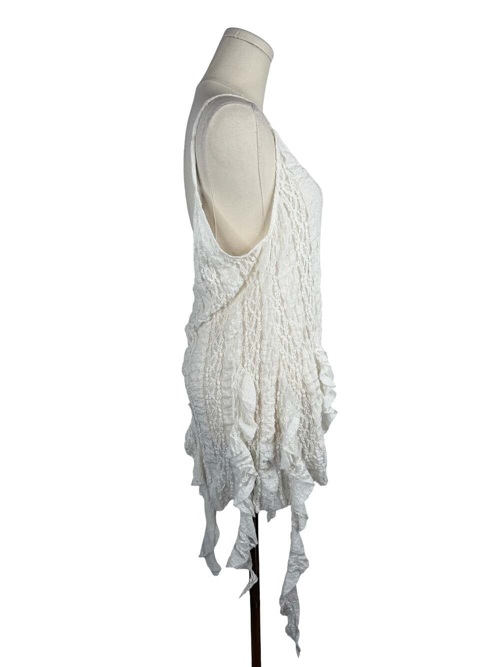 Zara White Lace Ruffle Hem Camisole Tank Top Large NWT - Picture 5 of 6